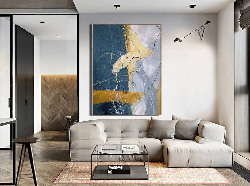 Hallway Original Gray Minimalist Abstract Canvas Wall Art 01FUM